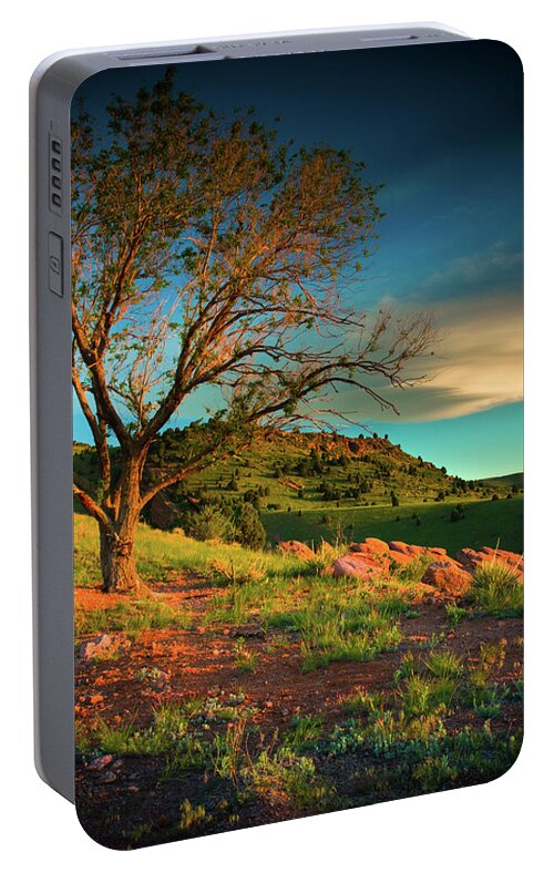 Red Rocks Park Portable Battery Charger featuring the photograph Light Of The Hillside by John De Bord