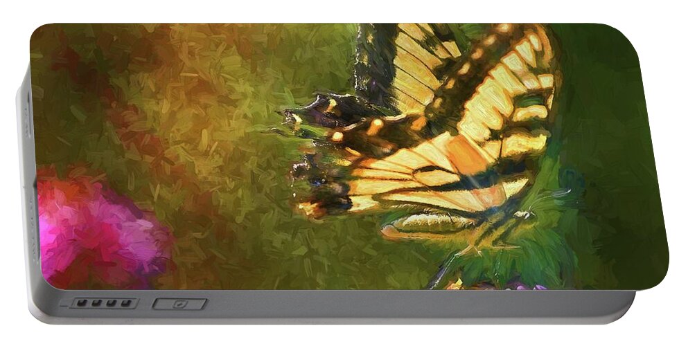 Insect Portable Battery Charger featuring the painting Light on Beauty by Ches Black