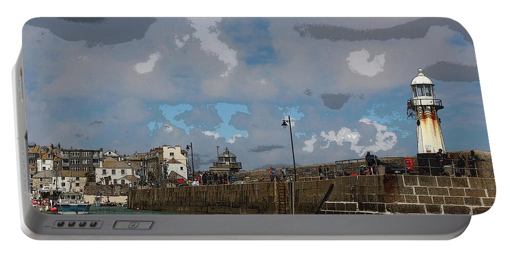Lighthouse Portable Battery Charger featuring the photograph Lighthouse at St Ives England by Tom Conway