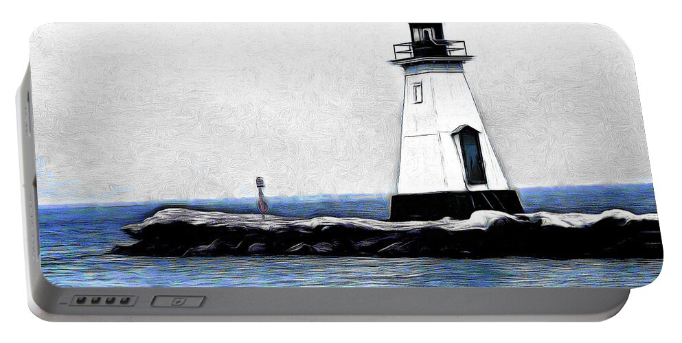 Lighthouse Portable Battery Charger featuring the digital art Lighthouse by Leslie Montgomery
