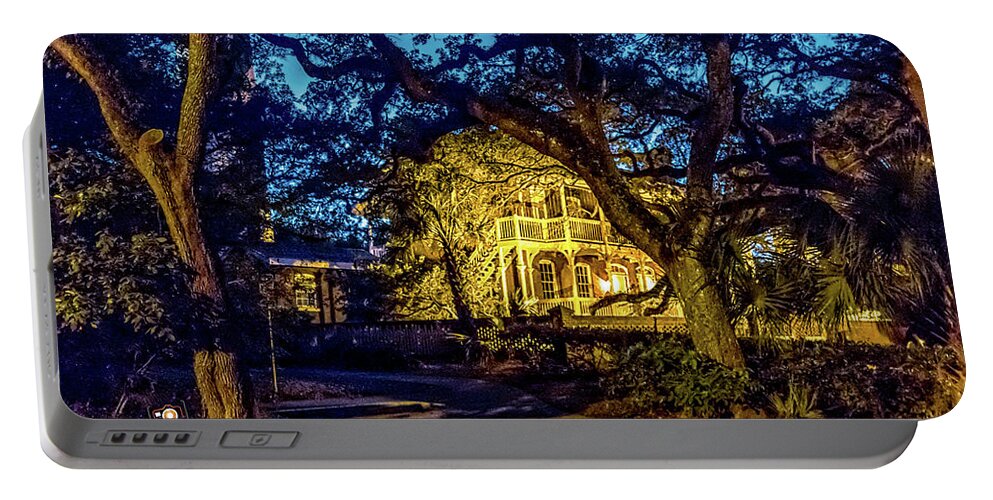 St Augustine Portable Battery Charger featuring the photograph Lighthouse Night by Joseph Desiderio