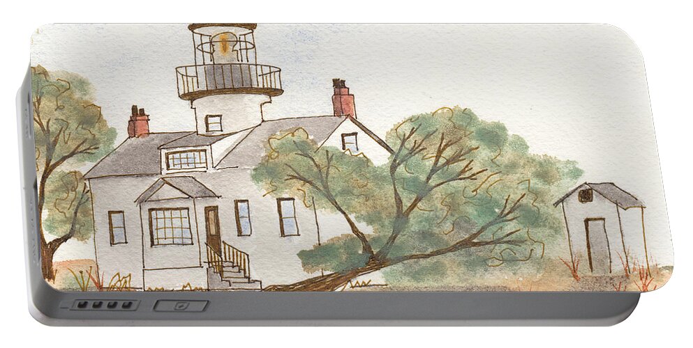 Lighthouse Portable Battery Charger featuring the painting Lighthouse Sketch by Ken Powers