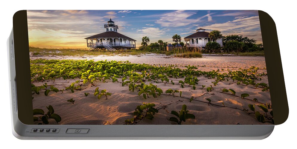 Lighthouse Portable Battery Charger featuring the photograph Lighthouse Sunset by Marvin Spates