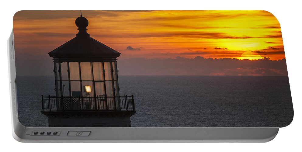 Cape Disappointment Portable Battery Charger featuring the photograph Lighthouse Sunset by Robert Potts