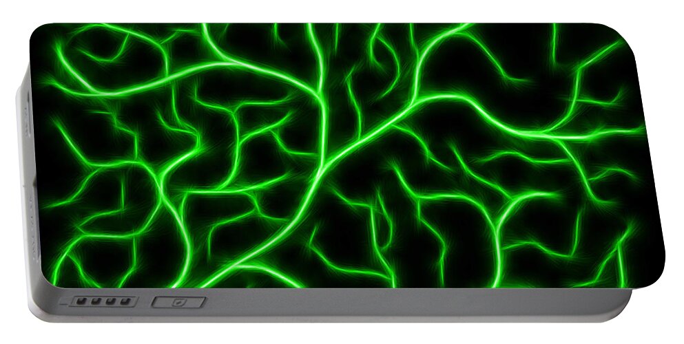 Lightning Portable Battery Charger featuring the digital art Lightning - Green by Shane Bechler
