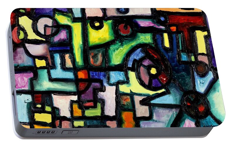 Clockwork Portable Battery Charger featuring the painting Like Clockwork by Regina Valluzzi