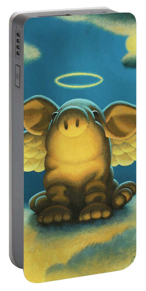 Pig Portable Battery Charger featuring the painting Lil' Angel by Chris Miles