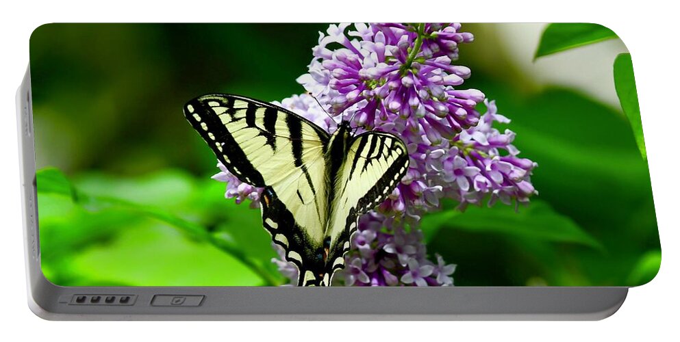 Flower Portable Battery Charger featuring the photograph Lilac and Butterfly by Hella Buchheim