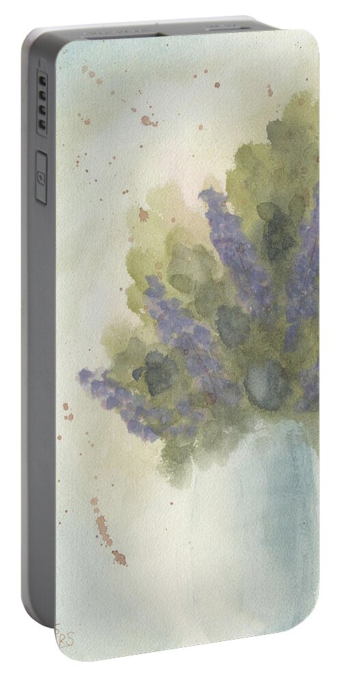 Lilac Portable Battery Charger featuring the painting Lilacs by Ken Powers