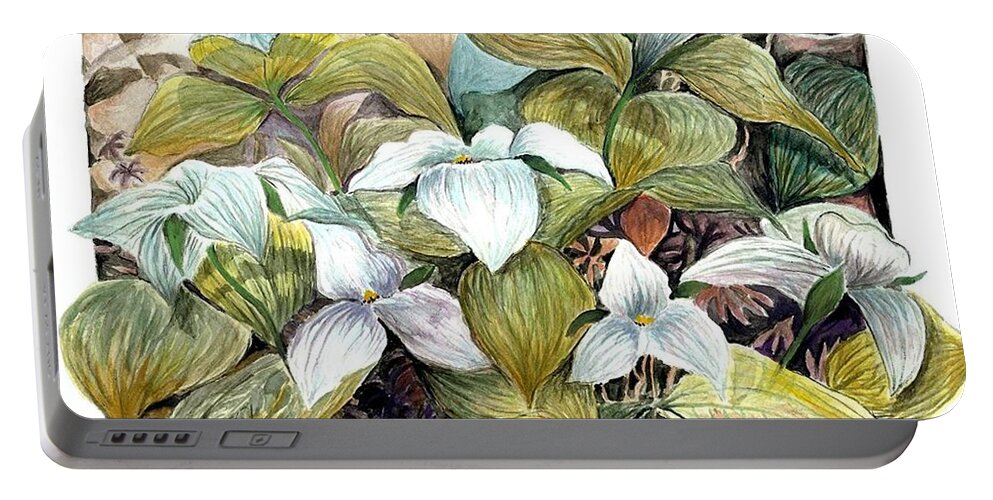 Flower Portable Battery Charger featuring the painting Lillies by Darren Cannell