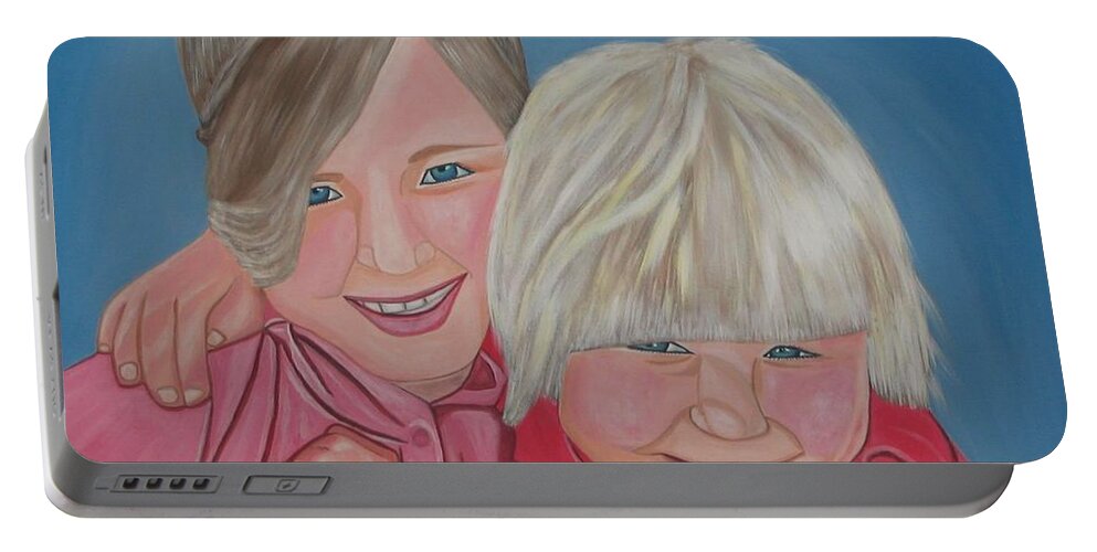  Portable Battery Charger featuring the painting Lily and Emma by Sandra Marie Adams by Sandra Marie Adams