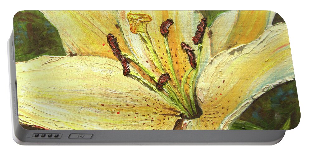 Lily Portable Battery Charger featuring the painting Lily Dream by Nicole Angell