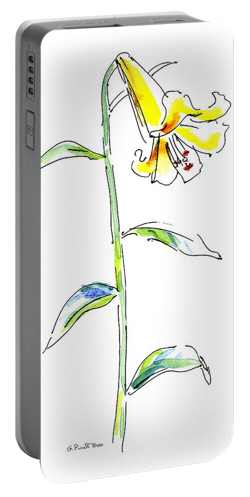 Lily Portable Battery Charger featuring the painting Lily Watercolor Painting 2 by Gordon Punt