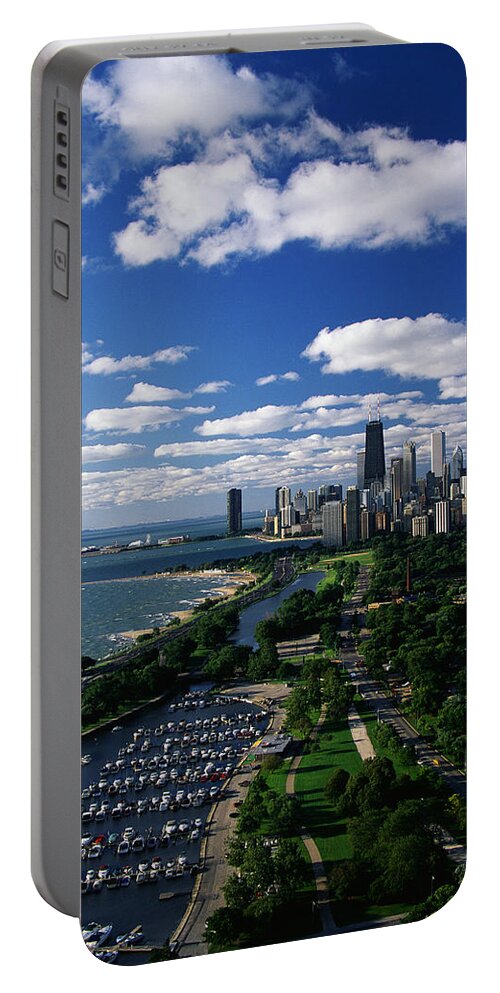 Photography Portable Battery Charger featuring the photograph Lincoln Park And Diversey Harbor by Panoramic Images