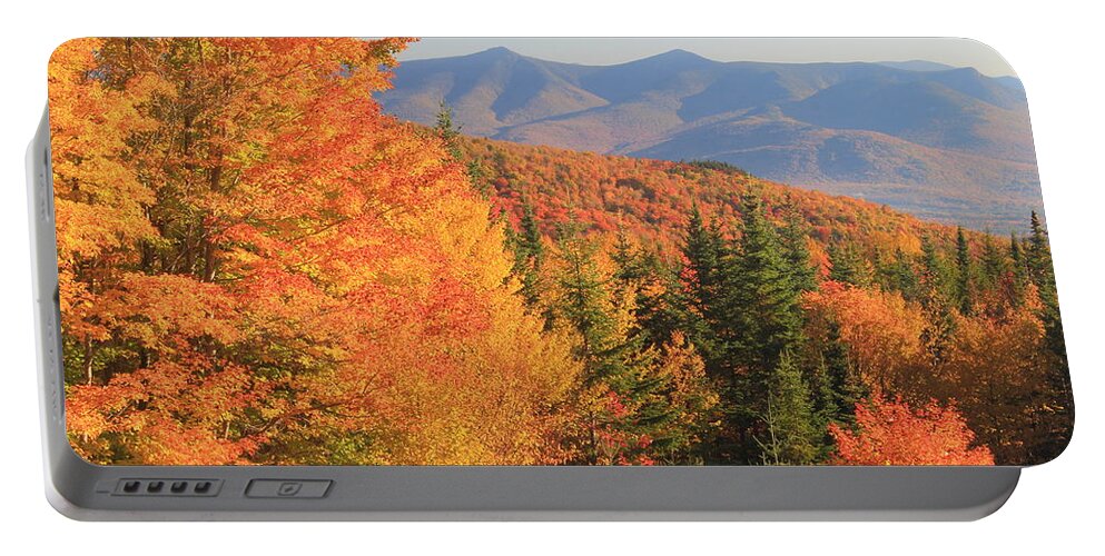 New Hampshire Portable Battery Charger featuring the photograph Lincoln Warren Road White Mountains Peak Fall Foliage by John Burk