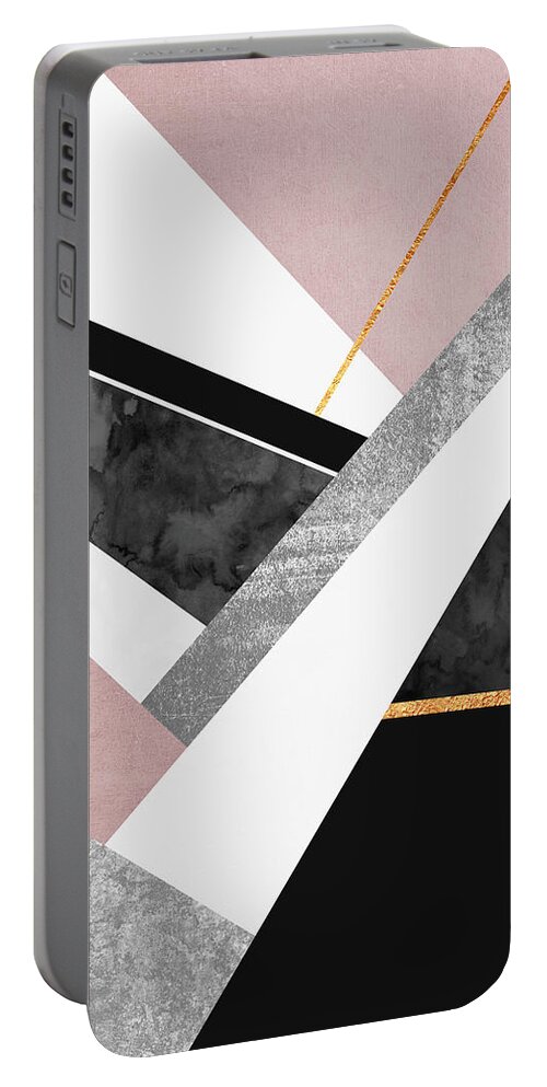 Digital Portable Battery Charger featuring the digital art Lines and Layers by Elisabeth Fredriksson