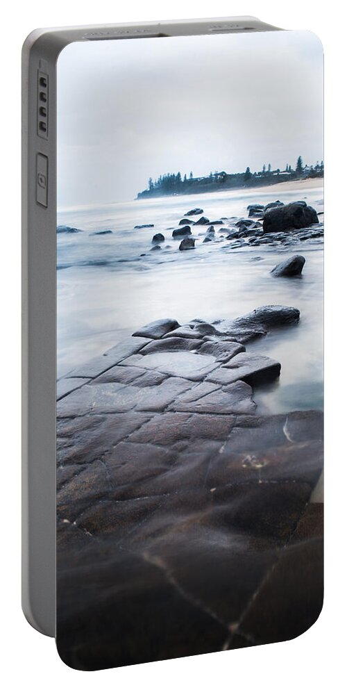 Ocean Portable Battery Charger featuring the photograph Lines in the Rocks by Parker Cunningham
