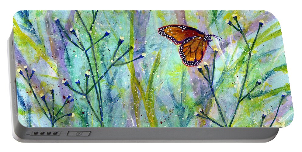 Butterfly Portable Battery Charger featuring the painting Lingering Memory 1 by Hailey E Herrera