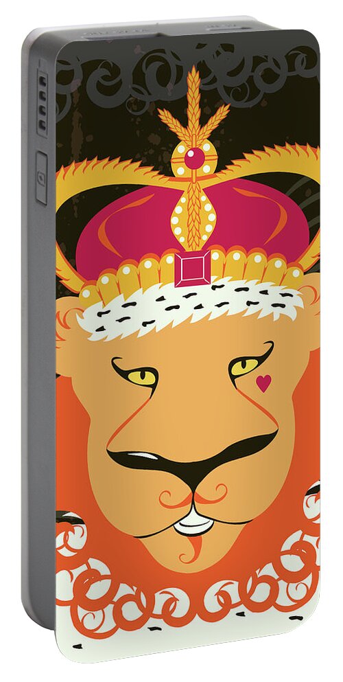 King Portable Battery Charger featuring the digital art Lion King by Shari Warren