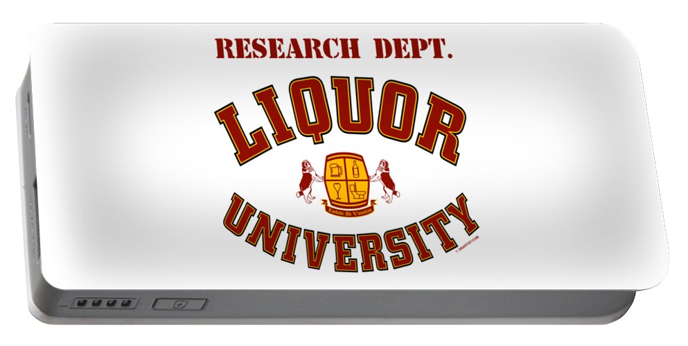 Liquor U Portable Battery Charger featuring the digital art Liquor University Research Dept. by DB Artist