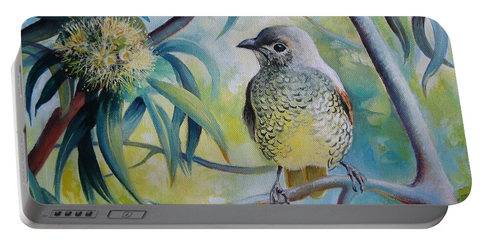 Bird Portable Battery Charger featuring the painting Little bird by Elena Oleniuc