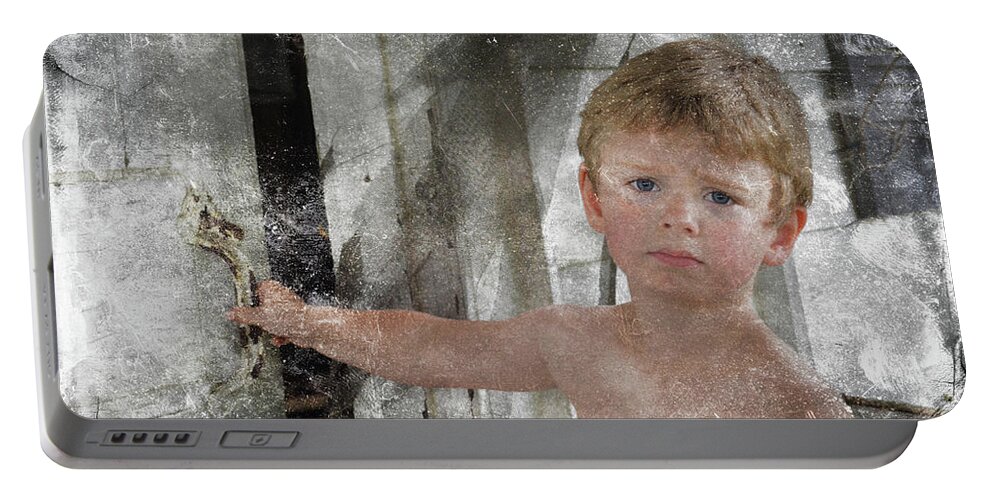 Landscape Portable Battery Charger featuring the digital art Little boy 4 by Sami Martin