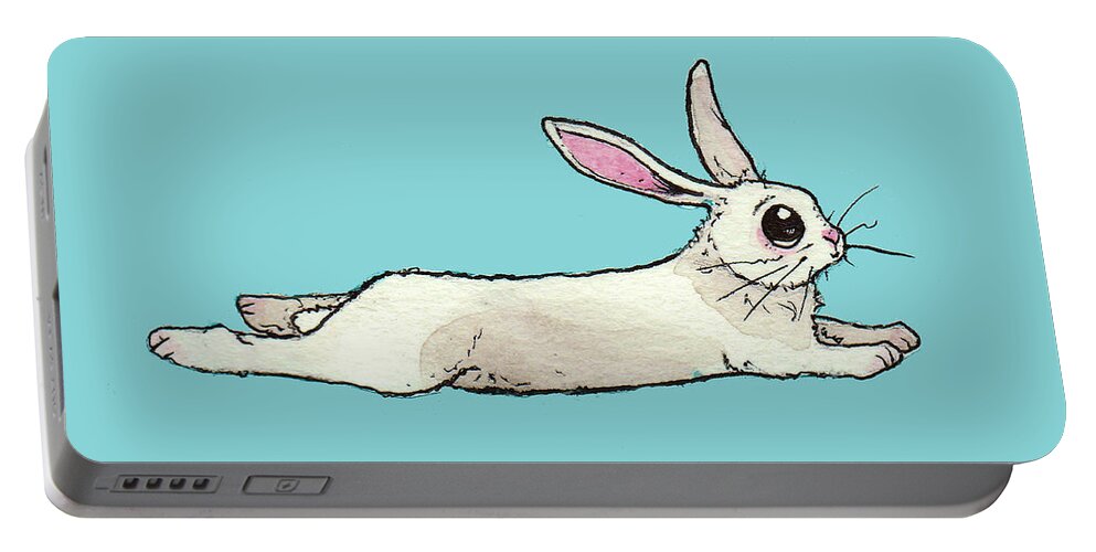 Bunny Portable Battery Charger featuring the painting Little Bunny Rabbit by Katrina Davis