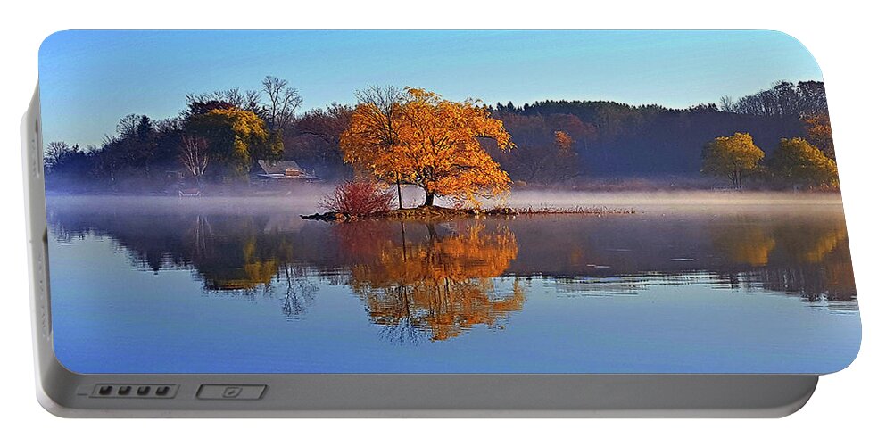 Clouds Portable Battery Charger featuring the photograph Little Cedar Lake by Phil Koch