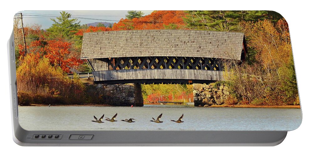 Bridges Portable Battery Charger featuring the photograph Little Covered Bridge by Harry Moulton