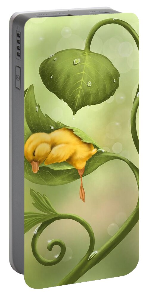Duck Portable Battery Charger featuring the painting Little duck by Veronica Minozzi