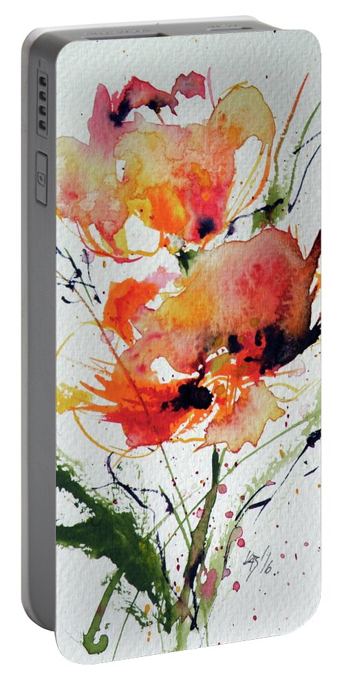 Flower Portable Battery Charger featuring the painting Little flowers by Kovacs Anna Brigitta
