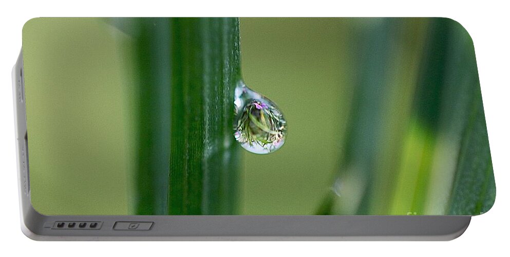 Droplets Portable Battery Charger featuring the photograph Little garden in the droplet by Yumi Johnson