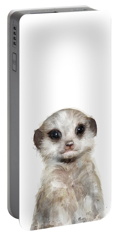Meerkat Portable Battery Charger featuring the painting Little Meerkat by Amy Hamilton