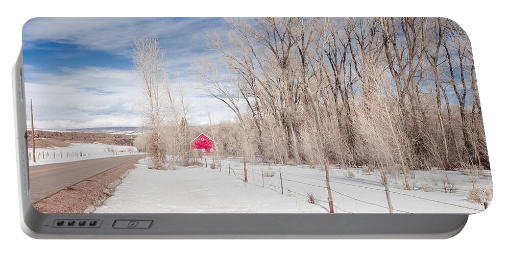 Mountains Portable Battery Charger featuring the photograph Little Red Barn by Sean Allen