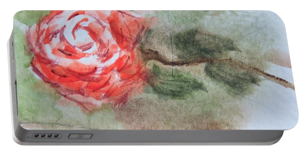 Rose Portable Battery Charger featuring the painting Little Rose by Laurie Morgan