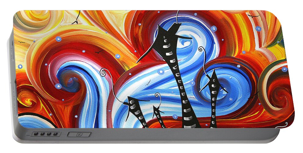 Abstract Portable Battery Charger featuring the painting Little Village by MADART by Megan Aroon