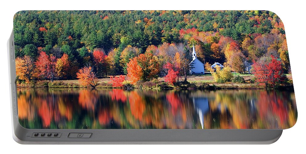 Little White Church Portable Battery Charger featuring the photograph 'Little White Church', Eaton, NH	 by Larry Landolfi