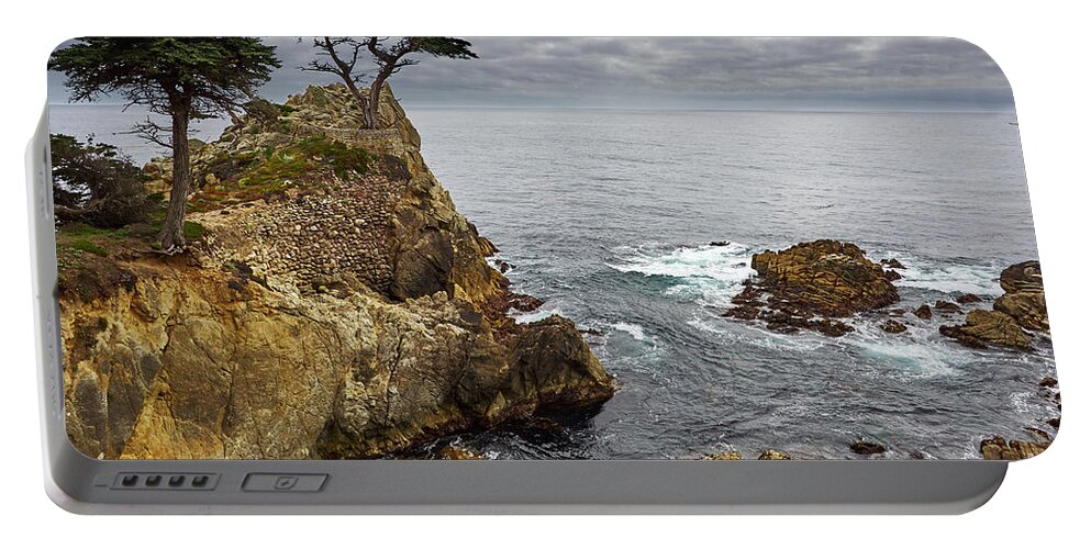 Lone Cypress Portable Battery Charger featuring the photograph Living on the edge by Steve Ondrus