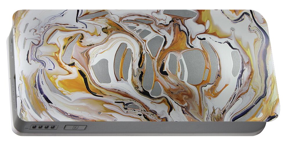 Abstract Portable Battery Charger featuring the painting Llumino by Madeleine Arnett