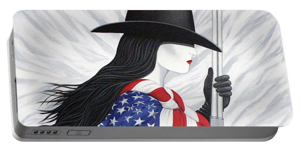 America Portable Battery Charger featuring the painting Locked And Loaded Number Two by Lance Headlee