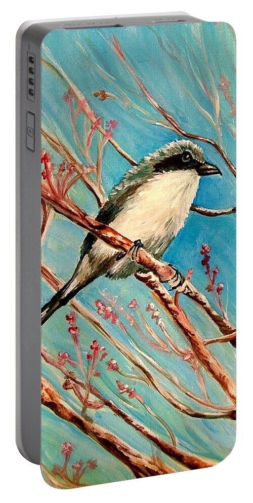 Loggerhead Shrike Portable Battery Charger featuring the painting Loggerhead Shrike by Carol Allen Anfinsen
