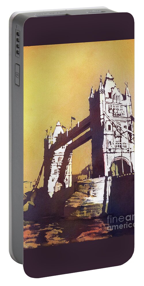 Bridge Portable Battery Charger featuring the painting London Bridge- UK by Ryan Fox
