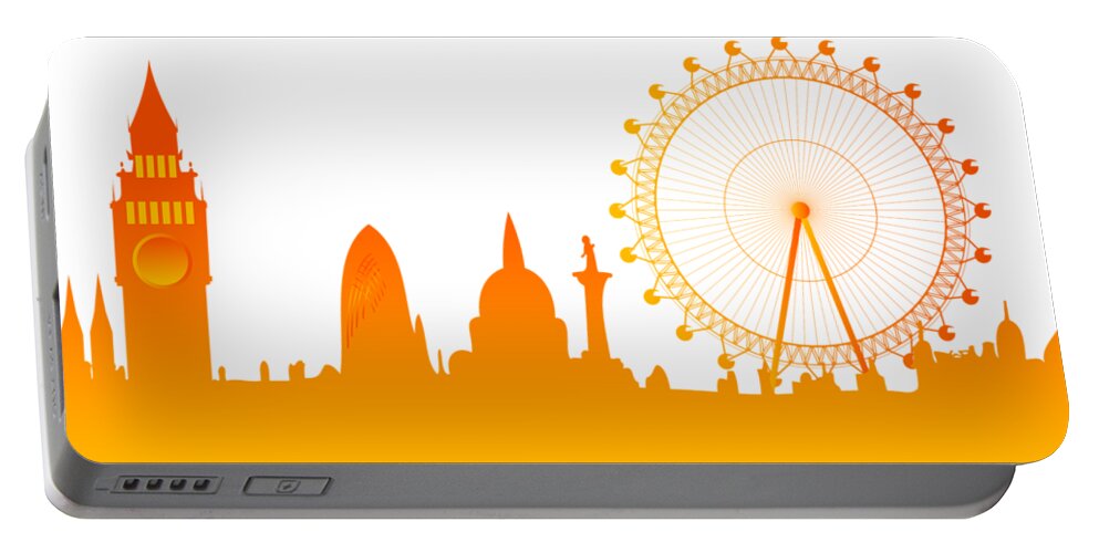 London Portable Battery Charger featuring the digital art London city skyline by Michal Boubin
