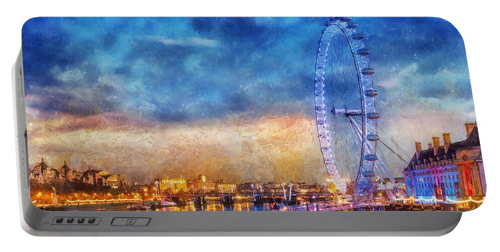 London Portable Battery Charger featuring the photograph London Eye by Ian Mitchell