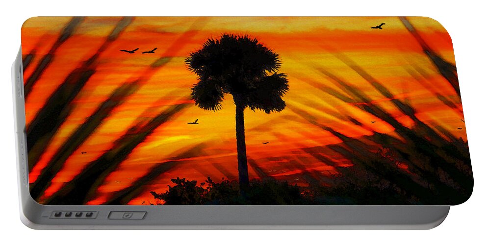 Palm Portable Battery Charger featuring the painting Lone Palm Florida by David Lee Thompson