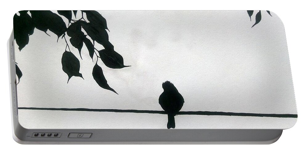 Bird Portable Battery Charger featuring the painting Lonely Bird by Silpa Saseendran