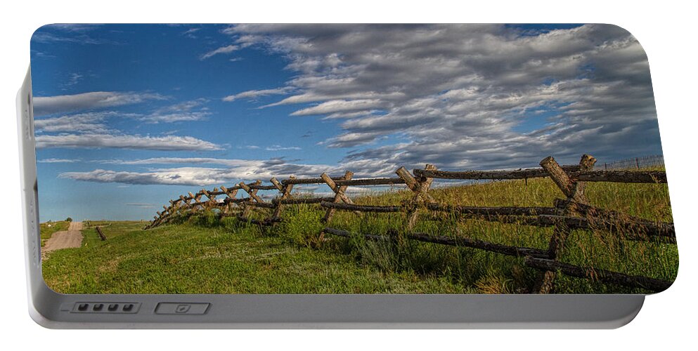 Wooden Fence Portable Battery Charger featuring the photograph Lonesome Road by Alana Thrower