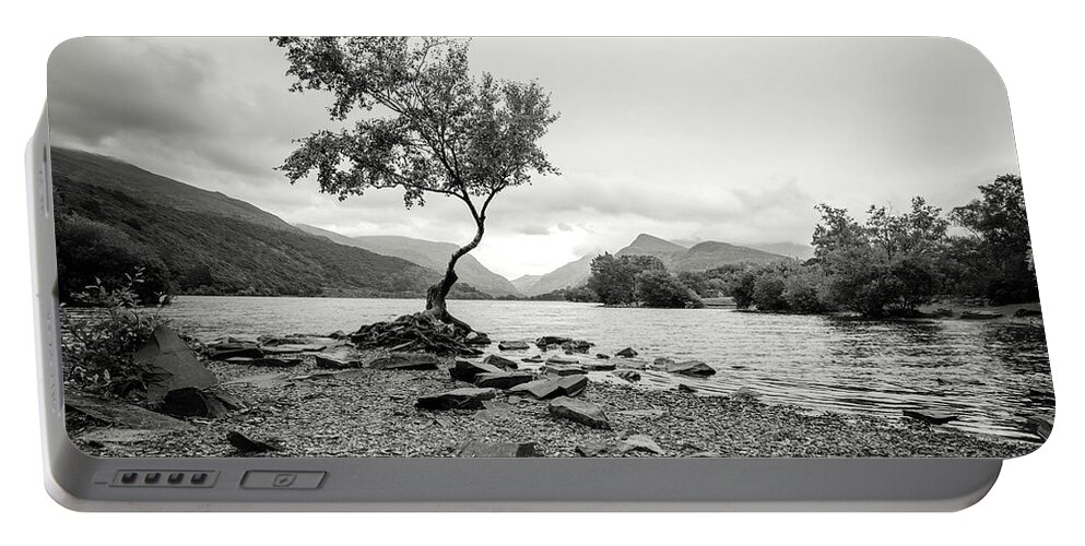 Lonley Tree Portable Battery Charger featuring the photograph Loney Tree Snowdonia Wales Journey of Mountains by John Williams