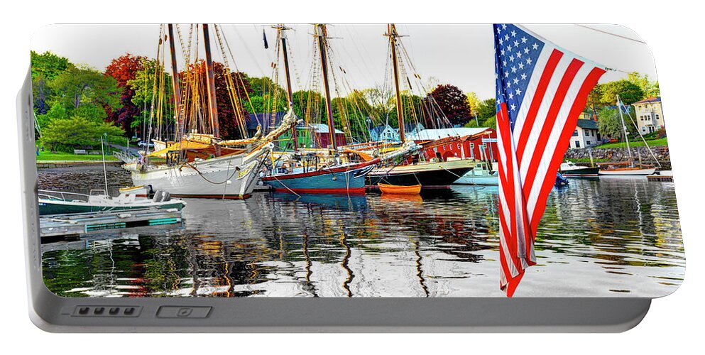 Winjammers Portable Battery Charger featuring the photograph Long May She Wave by Jeff Cooper