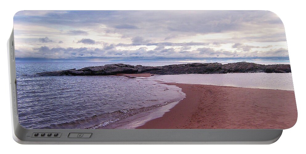 Lake Superior Portable Battery Charger featuring the photograph Long Rock In Lake Superior by Phil Perkins